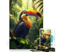 Puzzle da 1000 pezzi "Tucano nella foresta pluviale" per adulti, gioco per allenare la mente, divertimento casual, taglio di precisione, regalo artistico 38x26cm