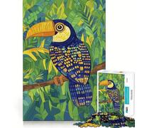 Puzzle da 1000 pezzi Tucano nella giungla tropicale, taglio preciso, decorazione, logica, pensiero, gioco, calma, regalo di Natale (38x52cm)