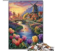 Puzzle da 1000 pezzi "Tulipani di campagna", gioco interattivo per famiglie, per adulti, adatto dai 14 anni in su (dimensioni 50x75cm)