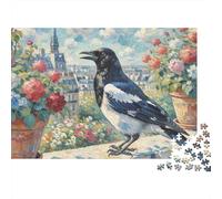 Puzzle da 1000 pezzi "Uccello sui tetti di Parigi" con gazza nel paesaggio urbano di Parigi, gioco educativo per adulti, bellissima decorazione, sfida di alta difficoltà, 70x50cm