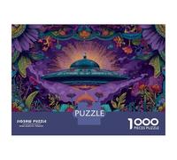 Puzzle Da 1000 Pezzi - UFO in Psychedelic Garden Puzzle Gioco Rompicapo Decorazione Da Parete Offerta Come Regalo Per Tutta La Famiglia 70x50cm/1000pcs