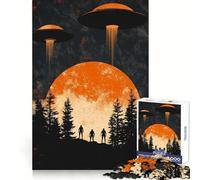Puzzle da 1000 pezzi "UFO sopra la foresta" per adulti, stimolante per la mente, facile divertimento, incastro perfetto, regalo festivo (50x75cm)