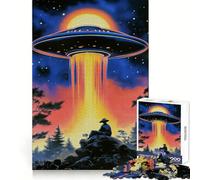 Puzzle da 1000 pezzi "UFO sopra la foresta" per adulti, stimolante per la mente, ideale per il relax e il benessere, con bordi uniformi Un'ottima idea regalo (38x26cm)