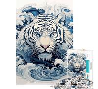 Puzzle da 1000 pezzi Ukiyo E Tigre Gioco educativo per sfida di gioco educativo Giocattolo Ottimo regalo e giocattolo per passare il tempo durante le vacanze (Dimensioni 38x26cm)