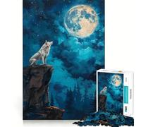 Puzzle da 1000 pezzi "Ululato di lupo nella notte di luna" per adolescenti,gioco di memoria e concentrazione,taglio di qualità professionale,attività rilassante di gruppo al chiuso (38x52cm)