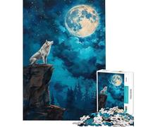 Puzzle da 1000 pezzi "Ululato di lupo nella notte di luna" - Sfida per l'intelligenza e la concentrazione - Gioco avvincente e antistress - Idee regalo (Dimensioni 38x52cm)