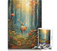 Puzzle da 1000 pezzi Un cervo nella foresta di funghi Giocattolo Gioco intellettuale Apprendimento Educativo Regali di Babbo Natale segreto Dimensioni 38x26cm