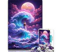 Puzzle da 1000 pezzi "Un faro tra le onde" per adulti, 1000 pezzi, gioco per famiglie, antistress, sfida difficile, ottimi regali e giocattoli, 50x75cm