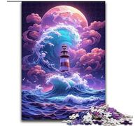 Puzzle da 1000 pezzi "Un faro tra le onde" Puzzle in cartone, design intricato per adolescenti, decorazioni fai da te e divertimento che stimola il cervello 1000 pezzi(26x38cm)