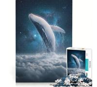 Puzzle da 1000 pezzi una balena che emerge dalle nuvole e si dirige nello spazio Gioco interattivo per allenare mente e mani con pezzi a incastro di forma casuale 38x52cm