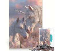 Puzzle da 1000 pezzi "Unicorni in un prato dai colori pastello" per ragazzi,gioco di concentrazione mentale,bordi lisci e tagliati con precisione,perfetto come regalo di Natale (50x75cm)