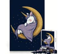 Puzzle da 1000 pezzi "Unicorno addormentato sulla luna" per adolescenti, gioco di logica solido, divertimento rilassante, taglio di precisione, oggetto dei desideri di Babbo Natale 50x75cm