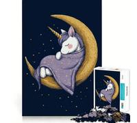 Puzzle da 1000 pezzi "Unicorno addormentato sulla luna" per adolescenti, gioco di logica solido, divertimento rilassante, taglio di precisione, oggetto dei desideri di Babbo Natale 50x75cm