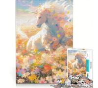 Puzzle da 1000 pezzi "Unicorno magico in un campo di fiori" gioco rompicapo difficile e stimolante regalo di compleanno regalo 50x75cm