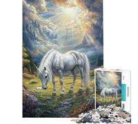 Puzzle da 1000 pezzi "Unicorno nel prato" per adolescenti ideale per passare il tempo durante le vacanze a casa una sfida stimolante da completare e un regalo antistress 38x26cm