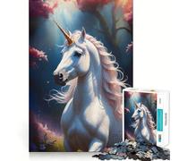 Puzzle da 1000 pezzi "Unicorno nella foresta" per ragazzi,divertente da giocare,con incastri precisi e senza spazi vuoti,ideale per una serata in famiglia (38x26cm)