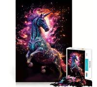 Puzzle da 1000 pezzi "Unicorno Neon Ama le Nebulose" per Adolescenti, Gioco per Allenare la Mente, Gioco Rilassante, Arte e Assemblaggio, Regalo Festivo (38x26cm)