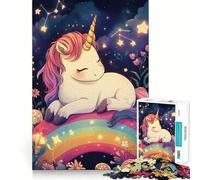 Puzzle da 1000 pezzi "Unicorno su Arcobaleno" - Gioco di concentrazione - Artigianato di taglio professionale - Hobby affascinante per i momenti di svago (38x26cm)