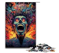 Puzzle da 1000 pezzi Uomo con la testa coperta di capelli colorati per adulti divertente gioco per famiglie antistress sfida difficile 75x50 cm