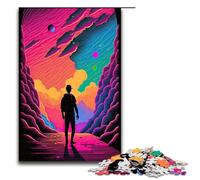 Puzzle da 1000 pezzi Uomo nella caverna AI Art Jigsaw per adulti Gioco di famiglia in legno 75x50cm