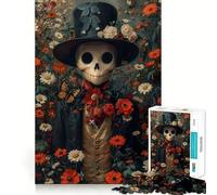 Puzzle da 1000 pezzi Uomo scheletro tra le rose per adulti, regalo, gioco di abilità mentale, divertimento tranquillo, design da assemblare, 38x26cm