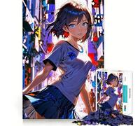 Puzzle da 1000 pezzi "Urban Twilight" con ragazza anime,gioco creativo,componenti robusti e di facile taglio,ideale per i viaggi,gioco per allenare la mente (50x75cm)