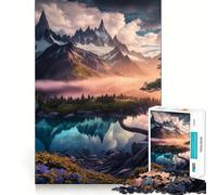 Puzzle da 1000 pezzi "Valle di montagna con lago" per adolescenti, ideale per rafforzare la memoria, per il tempo libero a casa, con bordi puliti e un regalo prezioso (38x52cm)