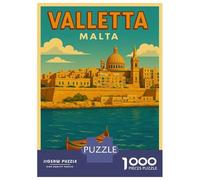 Puzzle Da 1000 Pezzi - Valletta Malta Vintage Travel Puzzle Per Adolescenti Gioco Rompicapo Antistress Offerta Regalo Per Tutta La Famiglia 38x26cm/1000pcs