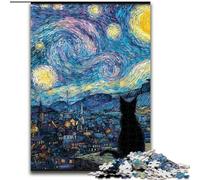 Puzzle da 1000 pezzi Van Gogh, Gatto nel cielo notturno, Puzzle per serate di gioco in famiglia, esperienza visiva stimolante e gratificante (dimensioni 50x75cm)