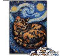 Puzzle da 1000 pezzi "Van Gogh Night Sky Black Cat" per adulti e ragazzi, perfetto per trascorrere il tempo in casa e migliorare l'amore tra coppie (50x75cm)