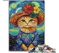 Puzzle da 1000 pezzi Van Gogh Night Sky Cat, per bambini dai 14 anni in su, ideale come regalo per tutta la famiglia e gli amici (dimensioni 26x38cm)