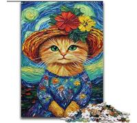Puzzle da 1000 pezzi "Van Gogh Night Sky Cat" Puzzle impegnativo 50X75CM Perfetto per il divertimento in famiglia a Natale, Ringraziamento, Compleanni e Pasqua