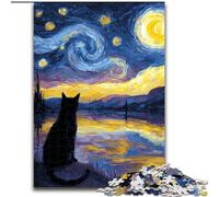 Puzzle da 1000 pezzi Van Gogh Night Sky Cat Puzzle per adulti 1000 pezzi coinvolgente gioco per la famiglia attività serale (dimensioni 26x38cm)