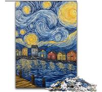 Puzzle da 1000 pezzi "Van Gogh Night Sky" in legno, 50x75cm, perfetto per adolescenti, per creare legami familiari, rompicapo e regalo fai da te per la casa