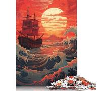 Puzzle da 1000 pezzi "Vecchia nave nell'oceano" per adulti e adolescenti, puzzle in legno, gioco educativo, sfida, giocattolo, regali di compleanno, 1000 pezzi (75x50 cm)