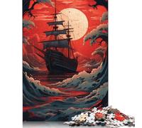 Puzzle da 1000 pezzi "Vecchia nave nell'oceano" per adulti, puzzle di carta regalo di Halloween per adolescenti, regali unici per la casa e regali 1000 pezzi (75x50 cm)