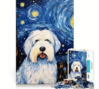 Puzzle da 1000 pezzi "Vecchio cane da pastore inglese notturno" per adolescenti, stimola la memoria, favorisce la serenità, tagli precisi, elegante regalo (50x75cm)