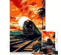 Puzzle da 1000 pezzi "Vecchio Treno" per adulti, gioco stimolante per la mente, per interni, con taglio preciso, opera d'arte (38x52cm)