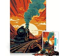 Puzzle da 1000 pezzi Vecchio Treno per ragazzi, puzzle di memoria, leggero, rilassante, immagine da assemblare, (38x26cm)