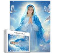 Puzzle da 1000 pezzi Vergine Maria in Velo Blu per Adulti Puzzle del Cristianesimo Theotokos Puzzle 68 × 50,8 cm Sfidante Giochi di attività familiari colorati fai da te Puzzle per la decorazione