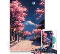 Puzzle da 1000 pezzi "Via dei ciliegi in fiore di notte",paesaggio giapponese,taglio preciso,gioco di abilità mentale,gioco facile,regalo di Natale (50x75cm)