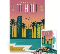 Puzzle da 1000 pezzi "Viaggio a Miami" con taglio preciso, divertente sfida mentale, gioco per il tempo libero, compleanno, attività artistiche (38x52cm)