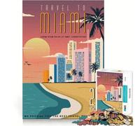 Puzzle da 1000 pezzi Viaggio a Miami Decorazione con bordi ben definiti Gioco cognitivo Giocattolo Divertimento facile Regalo di Natale (38x52cm)