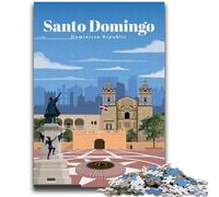 Puzzle da 1000 pezzi "Viaggio a Santo Domingo", impegnativo da completare ma divertente e umoristico, con poster abbinato e foglio di quiz (38x52cm)