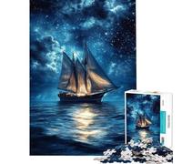 Puzzle da 1000 pezzi "Viaggio a vela al chiaro di luna" per adolescenti sfida di velocità manuale per compleanno e Natale giocattolo che stimola l'intelligenza e crea dipendenza 38x52cm