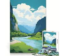 Puzzle da 1000 pezzi "Viaggio in montagna sul fiume" per adolescenti,esercizio mentale,rilassante e divertente,con chiusura a incastro,ideale come regalo per le vacanze (38x52cm)