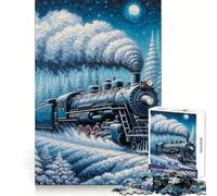 Puzzle da 1000 pezzi Viaggio in treno invernale per ragazzi, ideale per il benessere mentale e il relax (38x52cm) Perfetto per creare un puzzle rilassante