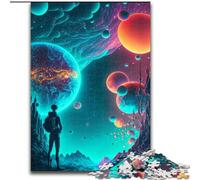 Puzzle da 1000 pezzi "Viaggio nello spazio" in legno, idea regalo per le feste, opera d'arte umoristica, opera d'arte dettagliata 50x75cm per compleanno, festa, Natale, Halloween