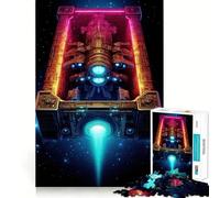 Puzzle da 1000 pezzi "Viaggio spaziale al neon" per adulti, gioco di allenamento mentale, per momenti di relax, design e assemblaggio, regalo creativo (38x52cm)
