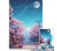 Puzzle da 1000 pezzi Viale dei ciliegi in fiore di notte, giocattolo educativo, stimolante da completare, compleanno e Natale 50x75cm